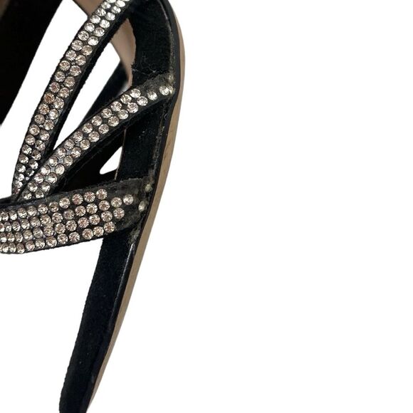 Aldo Haondra Black Suede Rhinestone Strappy Heels Sz 8.5 - Picture 5 of 9